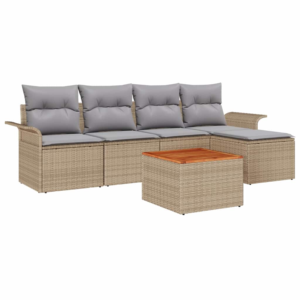 Garten-Sofa-Set mit Kissen 6 pcs Beige und Hellgrau